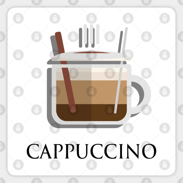 Hot cappuccino coffee cup front view in flat design style Magnet by FOGSJ